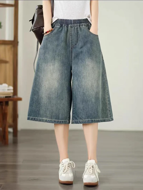 Women's Wide Leg Jeans Summer Thin Loose Elastic Waist Casual Pants Seven-Five Length plus Size Slimming Effect Casual Style
Women's Wide Leg Jeans Summer Thin Loose Elastic Waist Casual Pants Seven-Five Length plus Size Slimming Effect Casual Style