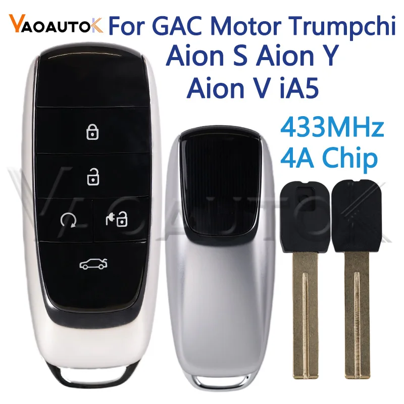 OEM Smart Remote Key 433MHZ 4A Chip Keyless Go For GAC Motor Trumpchi Aion S Aion Y AION V iA5 Intelligent Car Key 5 Buttons
OEM Smart Remote Key 433MHZ 4A Chip Keyless Go For GAC Motor Trumpchi Aion S Aion Y AION V iA5 Intelligent Car Key 5 Buttons