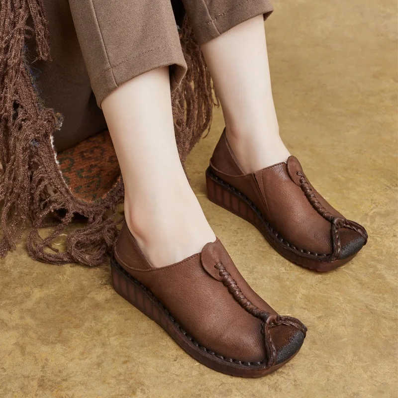 Birkuir Retro Loafers Wedges Shoes For Women Sewn Soft Soles Thick Heel Slip On Shoes Luxury Genuine Leather Casual Black Shoes
Birkuir Retro Loafers Wedges Shoes For Women Sewn Soft Soles Thick Heel Slip On Shoes Luxury Genuine Leather Casual Black Shoes