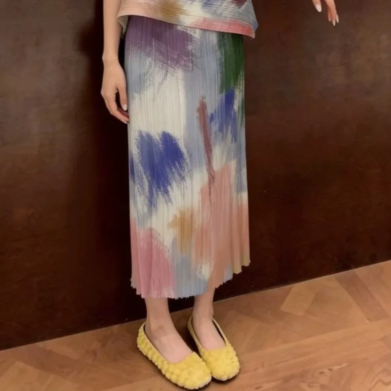 Miyake Pleated Skirt for Women Original 2026 New Spring Summer Fashion Pleated Draped Casual Comfortable Printed Slit Skirt
Miyake Pleated Skirt for Women Original 2026 New Spring Summer Fashion Pleated Draped Casual Comfortable Printed Slit Skirt