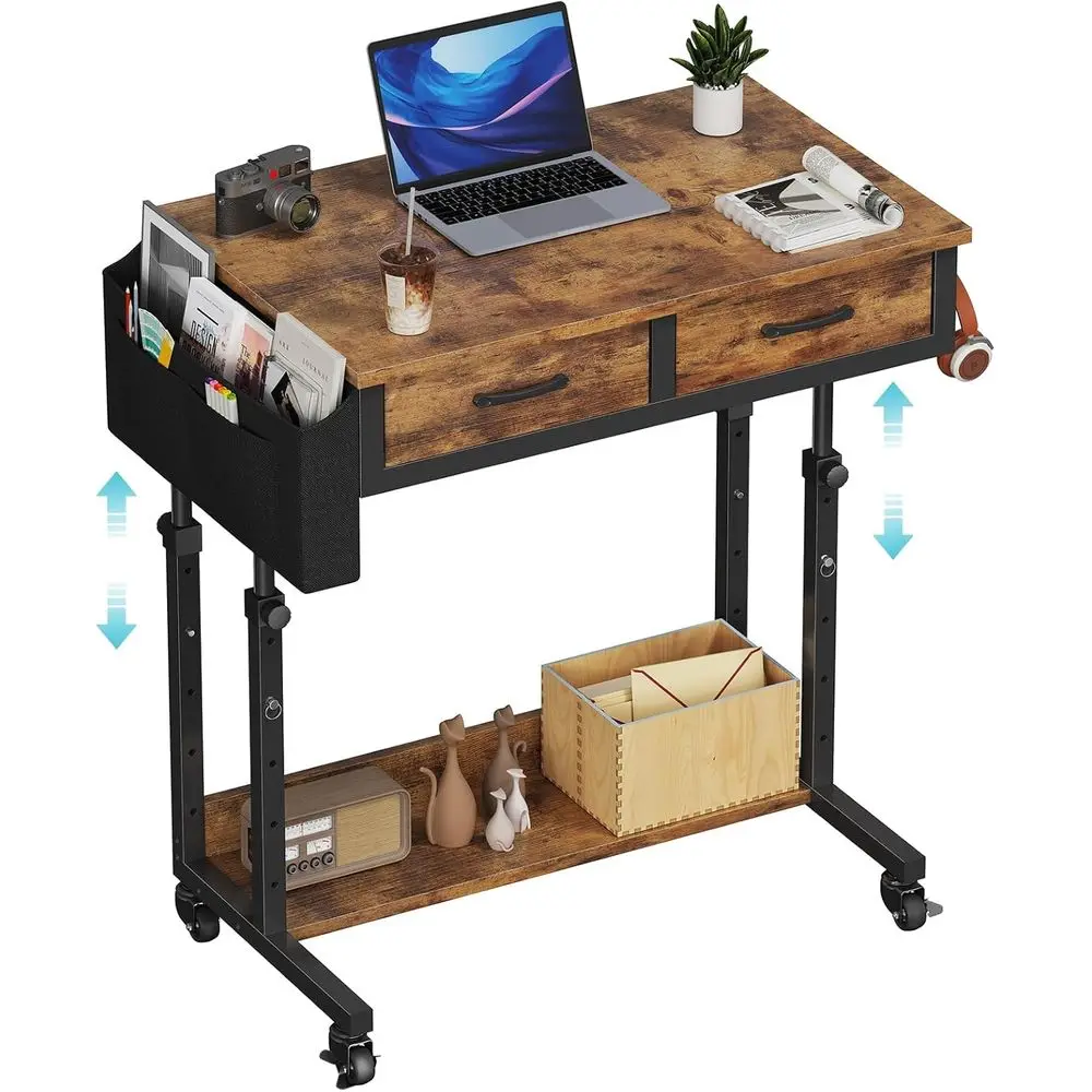 32-Inch Adjustable Rolling Standing Desk with Fabric Drawers, Mobile Laptop Table for Home Office or Living Room, Rustic Brown
32-Inch Adjustable Rolling Standing Desk with Fabric Drawers, Mobile Laptop Table for Home Office or Living Room, Rustic Brown