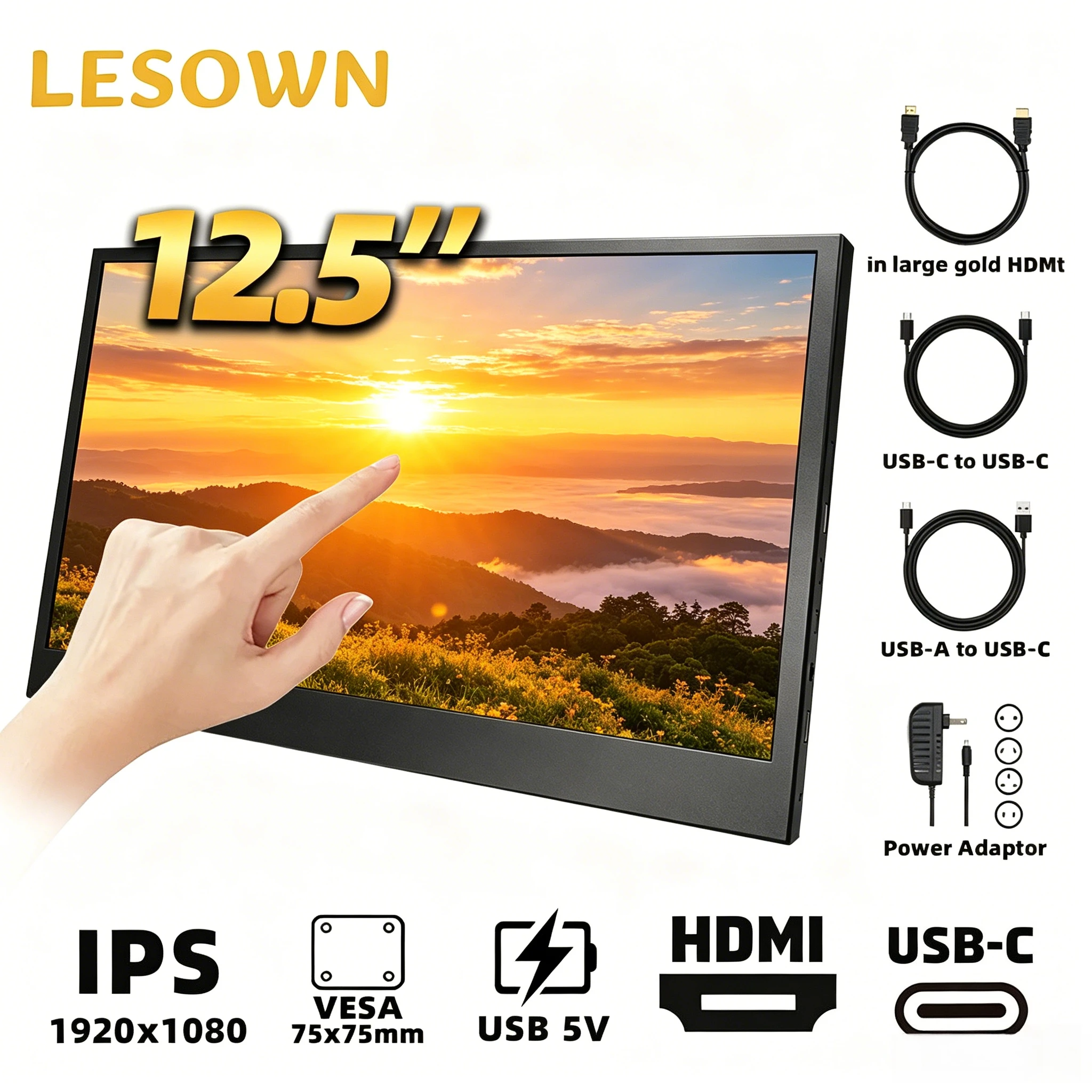 LESOWN 12.5 Inch PC Case Graphic Card Monitor 1080P 60Hz IPS Hardware Sensor Screen with miniHDTV for Desktop Chassis Mod
LESOWN 12.5 Inch PC Case Graphic Card Monitor 1080P 60Hz IPS Hardware Sensor Screen with miniHDTV for Desktop Chassis Mod