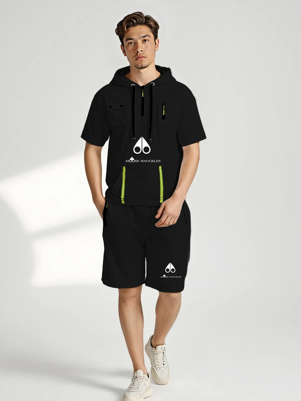 2025 summer new men's hooded suspender T-shirt shorts shorts two-piece set, casual sports loose set quick-drying breathable
2025 summer new men's hooded suspender T-shirt shorts shorts two-piece set, casual sports loose set quick-drying breathable