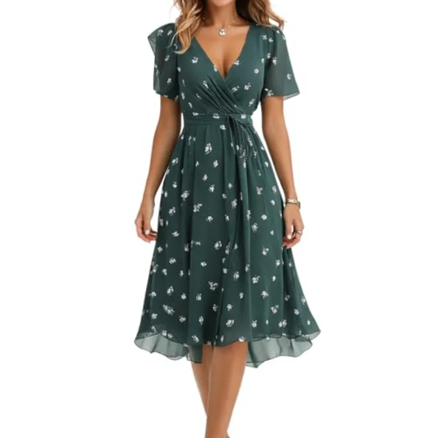 Summer Dresses for Women 2026 Floral Chiffon Dress Casual Short Sleeve Empire Waist Midi Dress Beach Vacation Outfits
Summer Dresses for Women 2026 Floral Chiffon Dress Casual Short Sleeve Empire Waist Midi Dress Beach Vacation Outfits