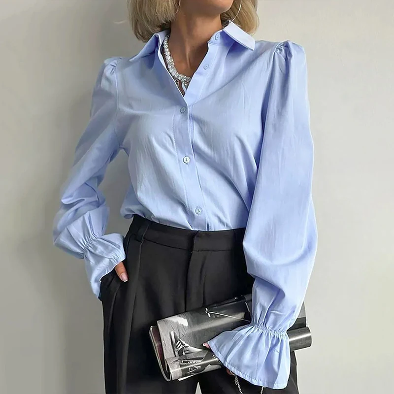 Typhaland Commuter Casual Women's Shirt Ruched Flare Sleeve Blouses 2026 Summer Fashion Loose Buttons Top Female Solid Color
Typhaland Commuter Casual Women's Shirt Ruched Flare Sleeve Blouses 2026 Summer Fashion Loose Buttons Top Female Solid Color