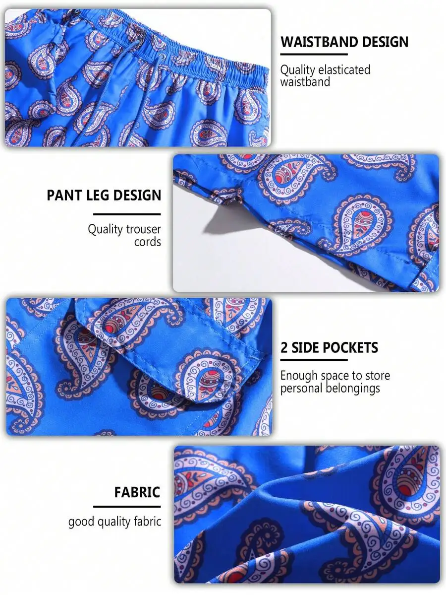 Mens Paisley Print Drawstring Board Shorts Lightweight Quick Dry Summer Beach Shorts
Mens Paisley Print Drawstring Board Shorts Lightweight Quick Dry Summer Beach Shorts