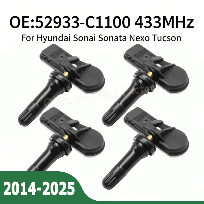 4pcs 52933C1100 52933-C1100 433MHz Tire Pressure Monitor Systems For Hyundai Sonata Nexo Tucson High Precision TPMS Wheel Sensor
4pcs 52933C1100 52933-C1100 433MHz Tire Pressure Monitor Systems For Hyundai Sonata Nexo Tucson High Precision TPMS Wheel Sensor
