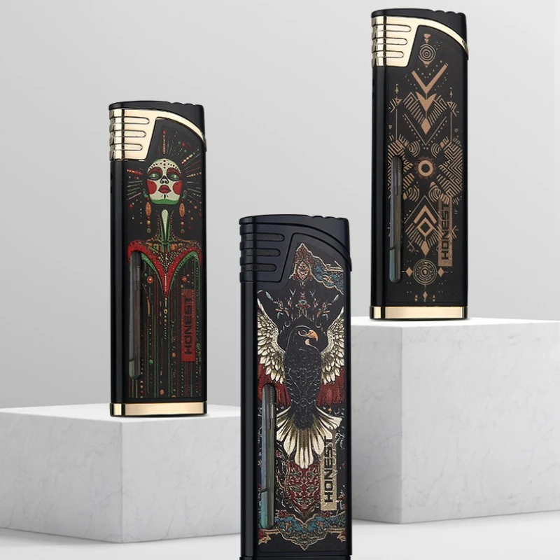 HONEST Portable Mini Cigar Lighter Ultra Thin Metal Windproof Blue Flame Inflatable Lighter Luxury Smoking Accessories for Men
HONEST Portable Mini Cigar Lighter Ultra Thin Metal Windproof Blue Flame Inflatable Lighter Luxury Smoking Accessories for Men