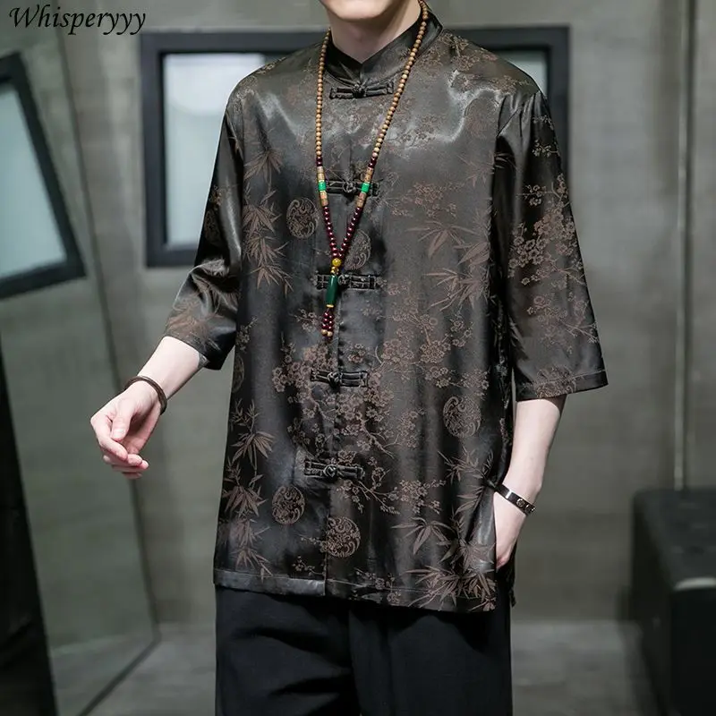 Китайская рубашка, мужская винтажная летняя рубашка кунг-фу, мужские тонкие свободные топы, воротник-стойка, рукав семь четвертей, традиционная блузка Тан
Китайская рубашка, мужская винтажная летняя рубашка кунг-фу, мужские тонкие свободные топы, воротник-стойка, рукав семь четвертей, традиционная блузка Тан