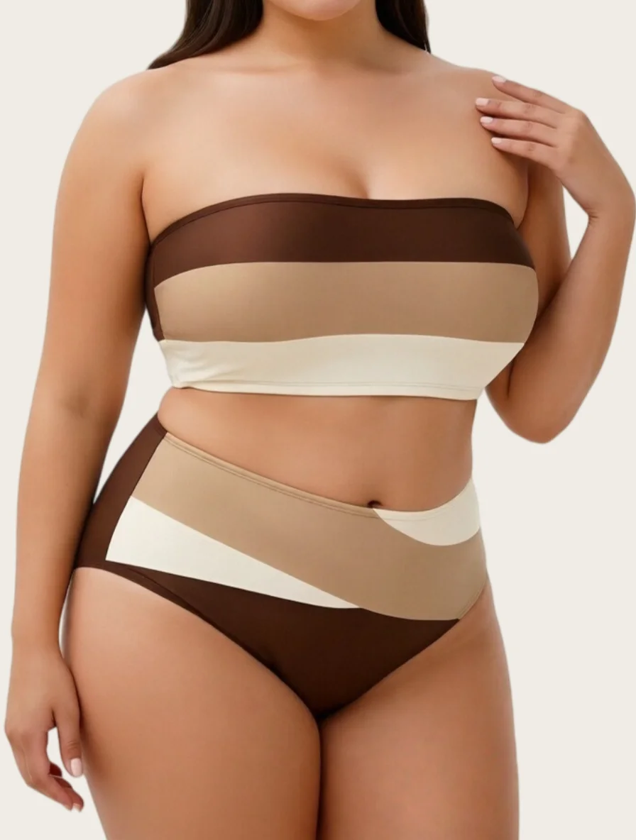 Women Plus Size Color Block Bikini Set 2026 High Waist Bandeau Tankini Sexy Swimsuit Beach Bathing Suit Summer Vacation Swimwear
Women Plus Size Color Block Bikini Set 2026 High Waist Bandeau Tankini Sexy Swimsuit Beach Bathing Suit Summer Vacation Swimwear