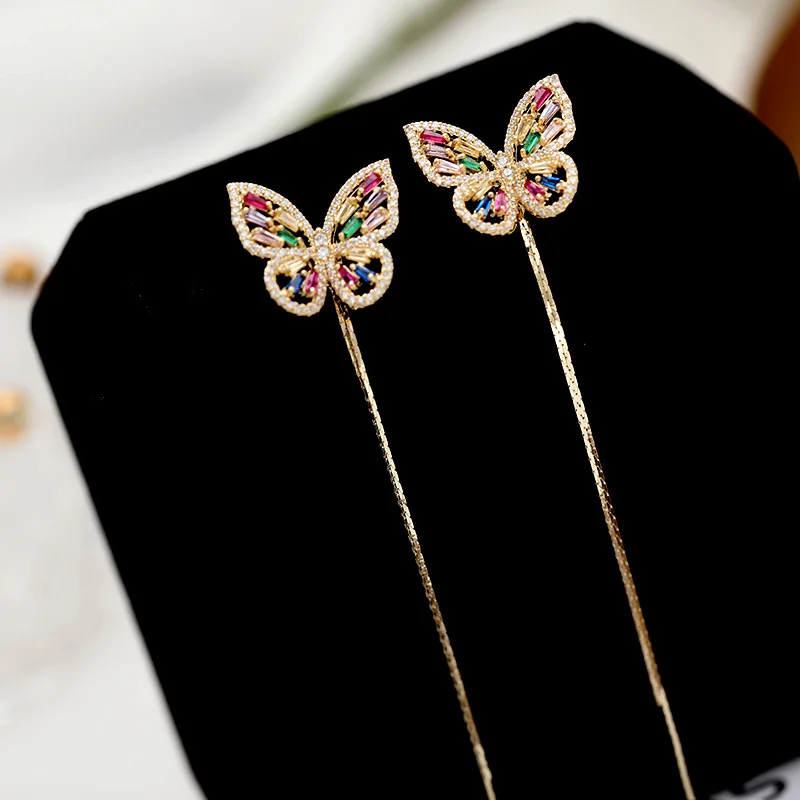 European and American Fashion Earrings for Women S925 Silver Needle Elegant Long Super Fairy Colorful Zircon Stud Earring
European and American Fashion Earrings for Women S925 Silver Needle Elegant Long Super Fairy Colorful Zircon Stud Earring