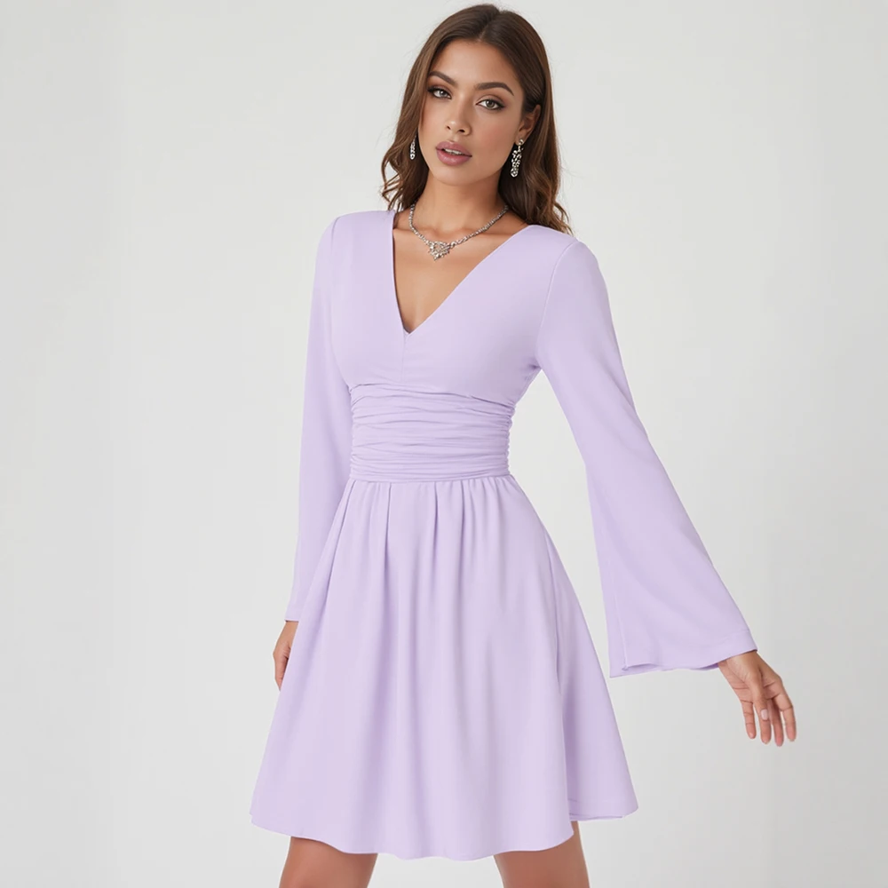 Mia Muse Summer Dresses 2025 Romantic Fashion Folds Solid Color Long Sleeve V-Neck Mini Shift Daily Dresses For Women
Mia Muse Summer Dresses 2025 Romantic Fashion Folds Solid Color Long Sleeve V-Neck Mini Shift Daily Dresses For Women