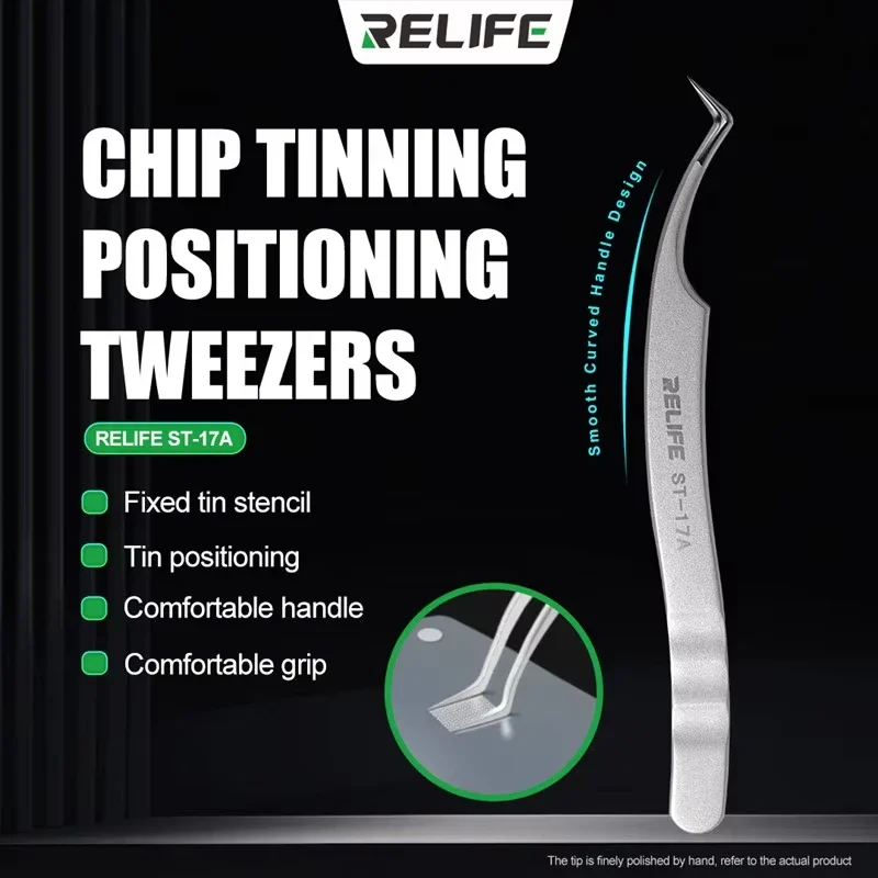 Relife ST-17 Chip Tinning Positioning Ultra-Precision Tweezers For Motherboard IC Chip Maintenance BGA Stencil Fixed Repair Tool
Relife ST-17 Chip Tinning Positioning Ultra-Precision Tweezers For Motherboard IC Chip Maintenance BGA Stencil Fixed Repair Tool