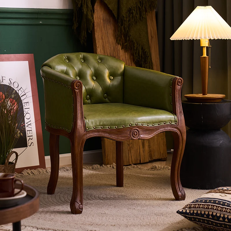 American country solid wood chair retro casual single double leisure chair cafe bedroom dressing room sofa chair
American country solid wood chair retro casual single double leisure chair cafe bedroom dressing room sofa chair