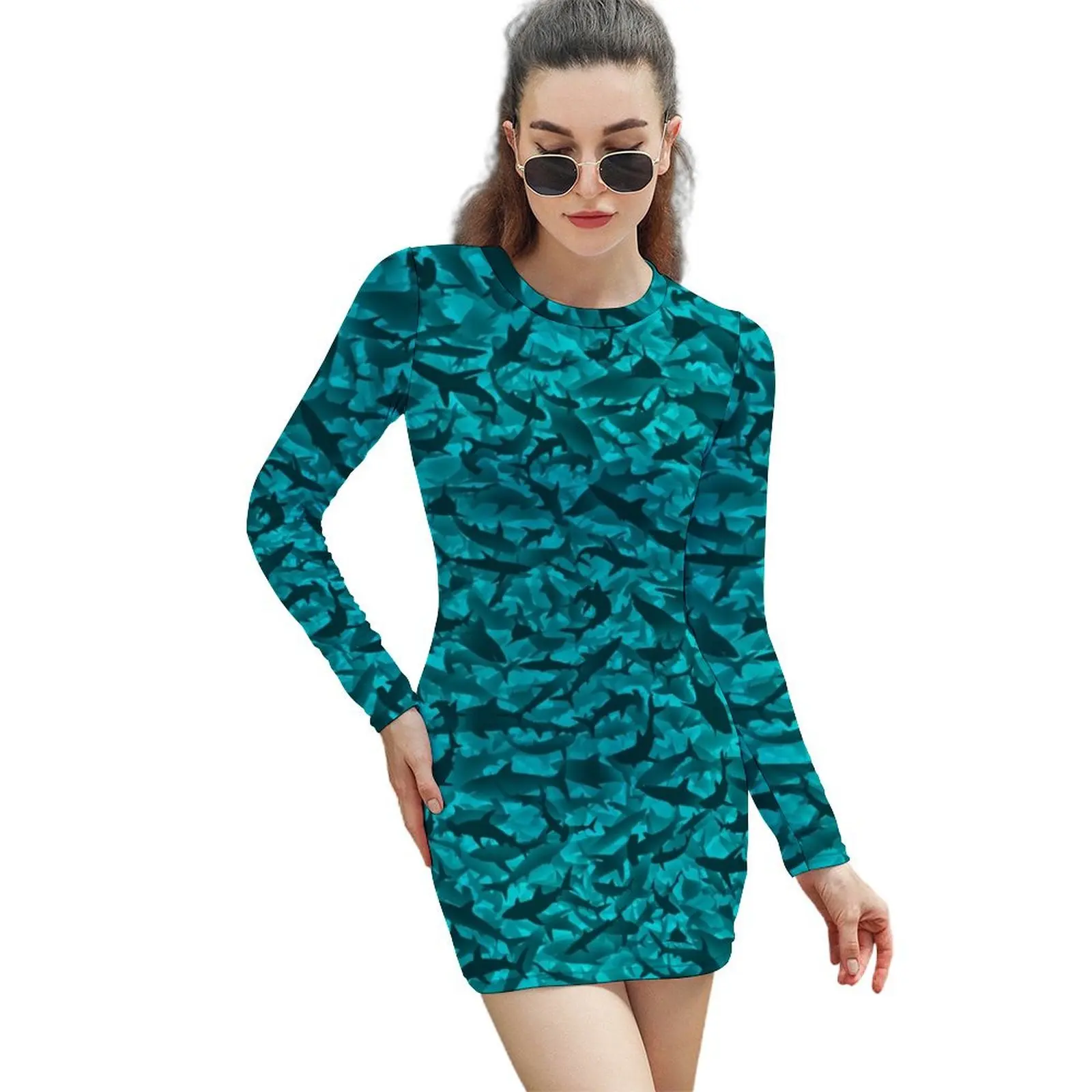 Sharks Long-Sleeved Sheath Dress clothes for women women's evening dresses summer dresses
Sharks Long-Sleeved Sheath Dress clothes for women women's evening dresses summer dresses