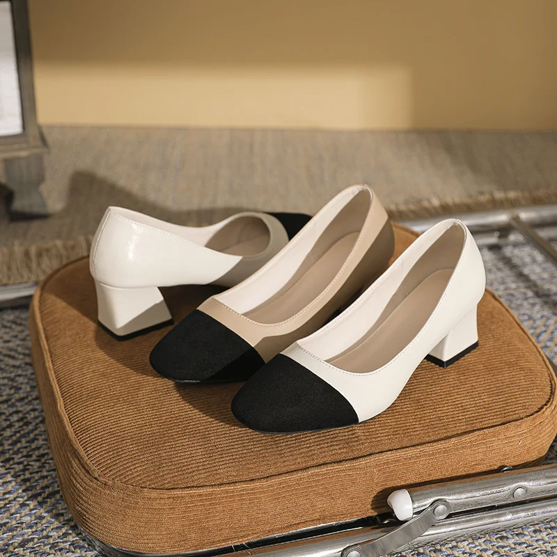 Small Size 31-43 Beige Black Two Tone Women Block Heel Pumps Square Toe Office Work Dress Shoes 2026 New Fashion Footwear
Small Size 31-43 Beige Black Two Tone Women Block Heel Pumps Square Toe Office Work Dress Shoes 2026 New Fashion Footwear