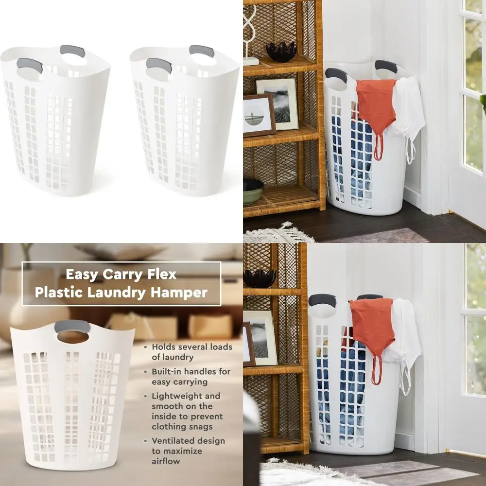 Large Lightweight Ventilated Plastic Laundry Basket with Handles, 87.5 Liter Capacity, Easy Carry Flex Hamper for Clothes
Large Lightweight Ventilated Plastic Laundry Basket with Handles, 87.5 Liter Capacity, Easy Carry Flex Hamper for Clothes