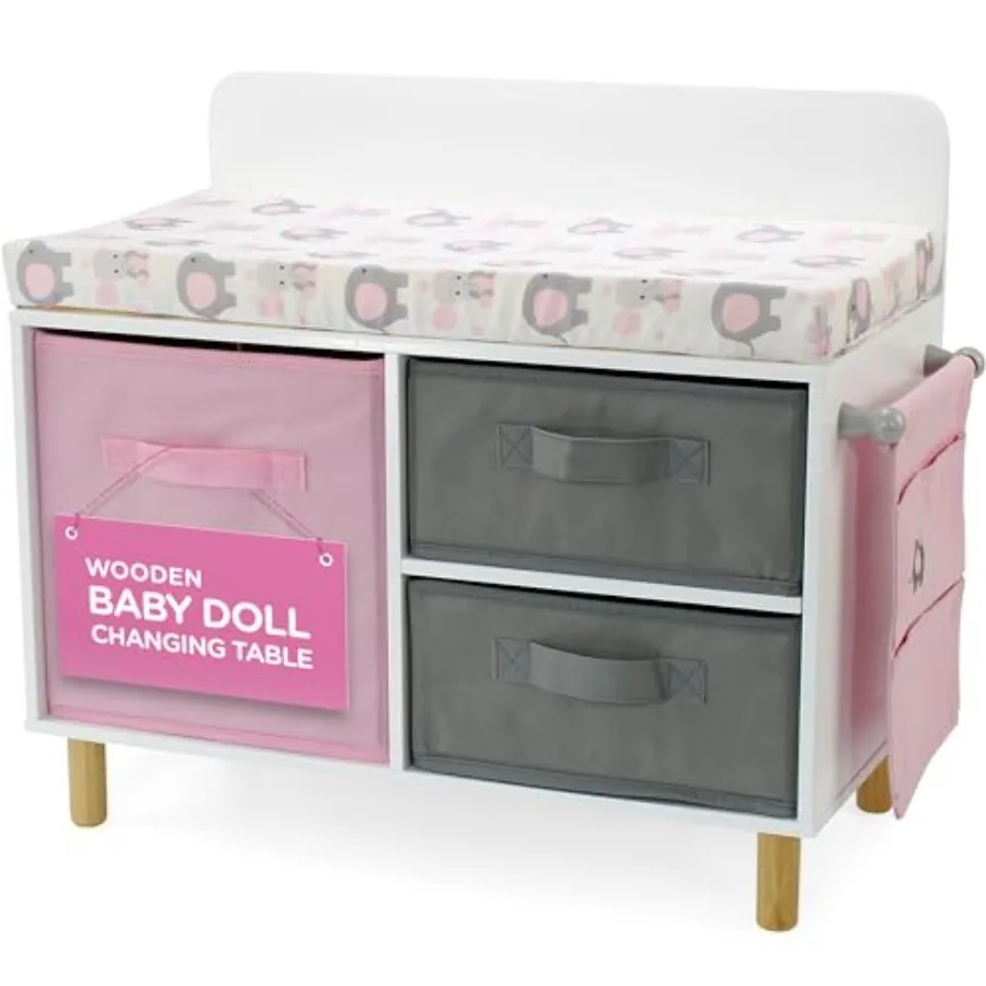 14-19 Inch Baby Doll Nursery Furniture Changing Table Elephant Theme with Large Storage Bins Accessories Pouch and Thick Pad Do
14-19 Inch Baby Doll Nursery Furniture Changing Table Elephant Theme with Large Storage Bins Accessories Pouch and Thick Pad Do