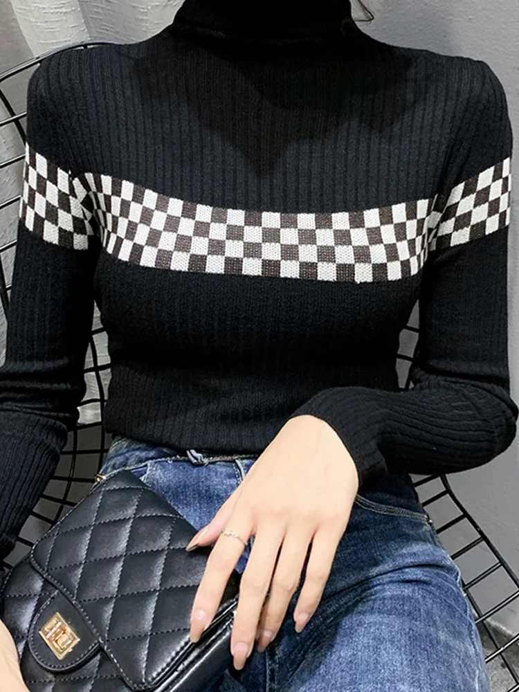 Winsleter Elegant Basic Clothes Sweater Long Sleeve Pullover Autumn Winter Women Turtleneck Houndstooth Knit Tops T30443JC
Winsleter Elegant Basic Clothes Sweater Long Sleeve Pullover Autumn Winter Women Turtleneck Houndstooth Knit Tops T30443JC