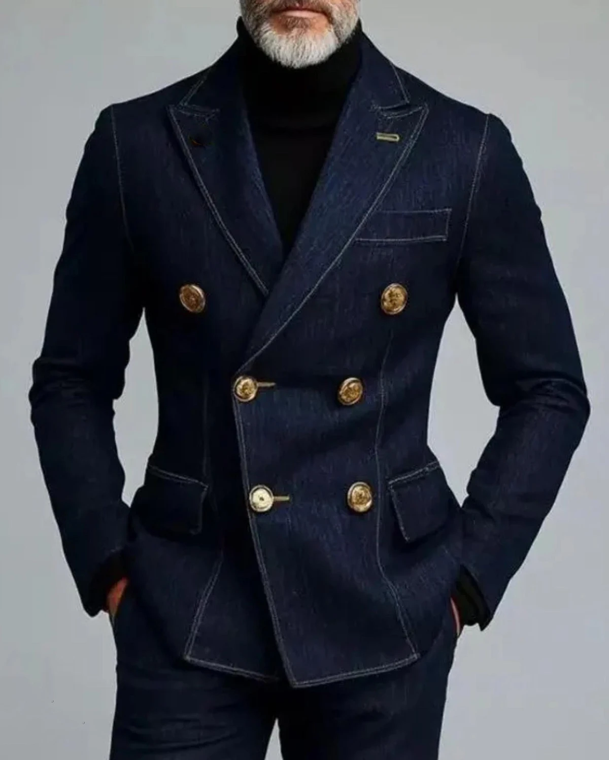 Men's Suits Denim Blazer Fashion Luxury Double Breasted Peak Lapel Slim Fit Jacket Elegant Male Clothing High Quality Sport Coat
Men's Suits Denim Blazer Fashion Luxury Double Breasted Peak Lapel Slim Fit Jacket Elegant Male Clothing High Quality Sport Coat