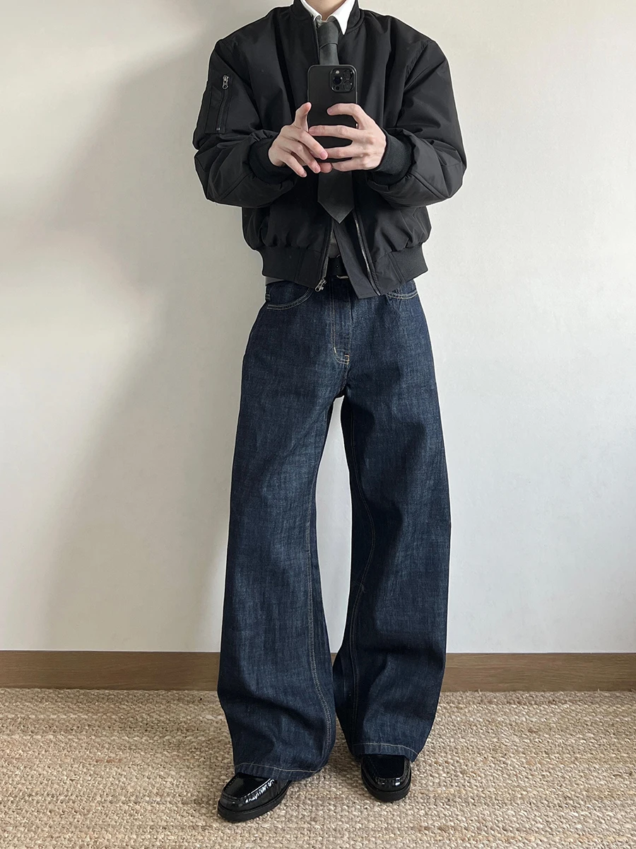 Waed Denim Blue Wide Leg Men's Jeans High Street Autumn Winter Straight Tube Long Pants Youth Faion Wear Resistant
Waed Denim Blue Wide Leg Men's Jeans High Street Autumn Winter Straight Tube Long Pants Youth Faion Wear Resistant