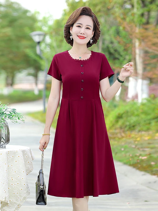 Elegant Maternity Summer Dress for Middle-Aged Women Red Wedding Dress Cover Belly Fashionable Loose Fit Polyester Fiber
Elegant Maternity Summer Dress for Middle-Aged Women Red Wedding Dress Cover Belly Fashionable Loose Fit Polyester Fiber