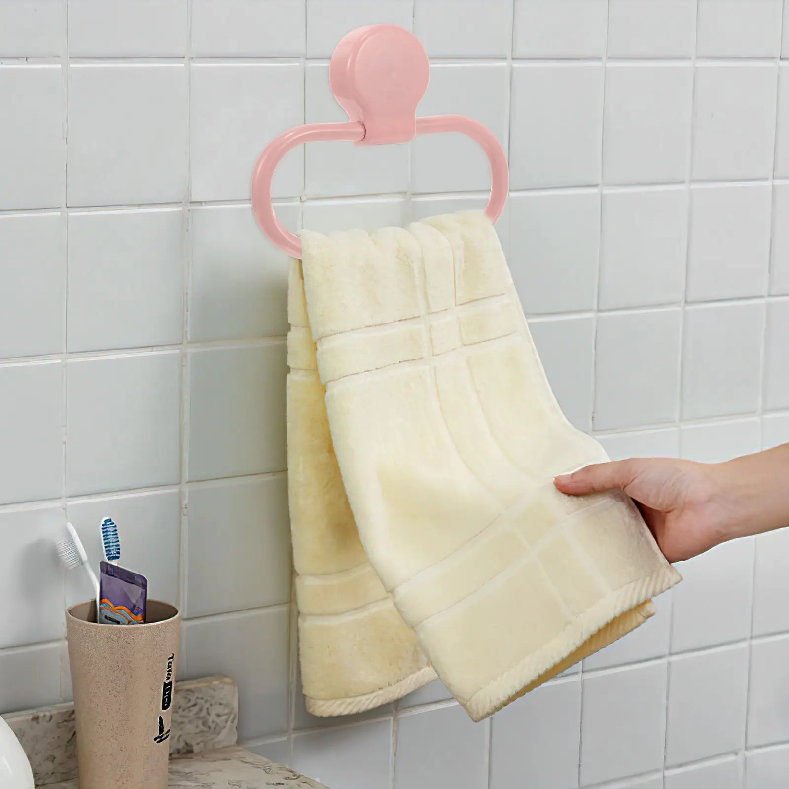 Ring No Drilling Pink Contemporary Bathroom Towel Rack Style Self Adhesive Bathroom Kitchen Towel Rack ABS Durable
Ring No Drilling Pink Contemporary Bathroom Towel Rack Style Self Adhesive Bathroom Kitchen Towel Rack ABS Durable