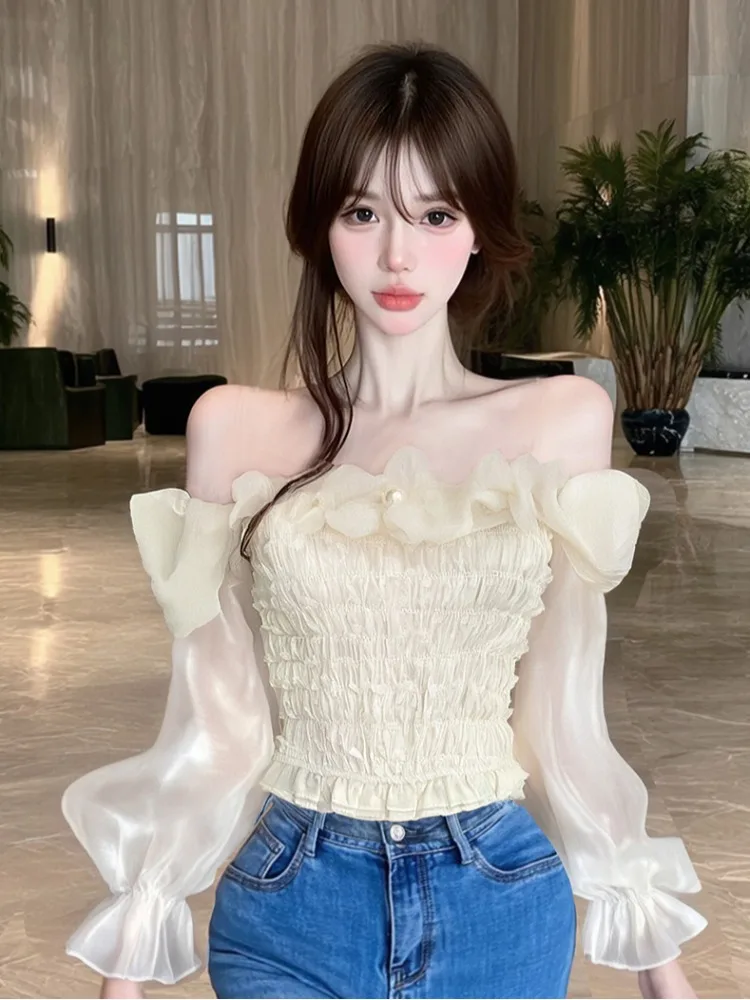 Elegant Lace Shirt Women's One-Shoulder Long Sleeve Pure Desire Autumn New Style High-End Beautiful Flower Design Knitted Top
Elegant Lace Shirt Women's One-Shoulder Long Sleeve Pure Desire Autumn New Style High-End Beautiful Flower Design Knitted Top