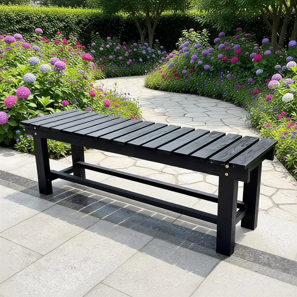 Weatherproof Two-Person Outdoor Patio Bench with Slatted Backrest for Backyard or Porch
Weatherproof Two-Person Outdoor Patio Bench with Slatted Backrest for Backyard or Porch