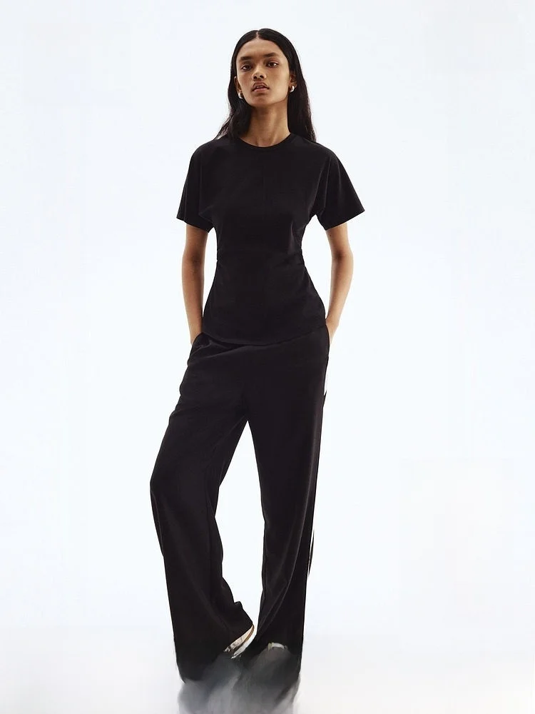 Women's T-irt round Ne ort Sve Gathered Waist Cotton Casual Sle Spring Faion Bell Bot Pleated Detail Top
Women's T-irt round Ne ort Sve Gathered Waist Cotton Casual Sle Spring Faion Bell Bot Pleated Detail Top