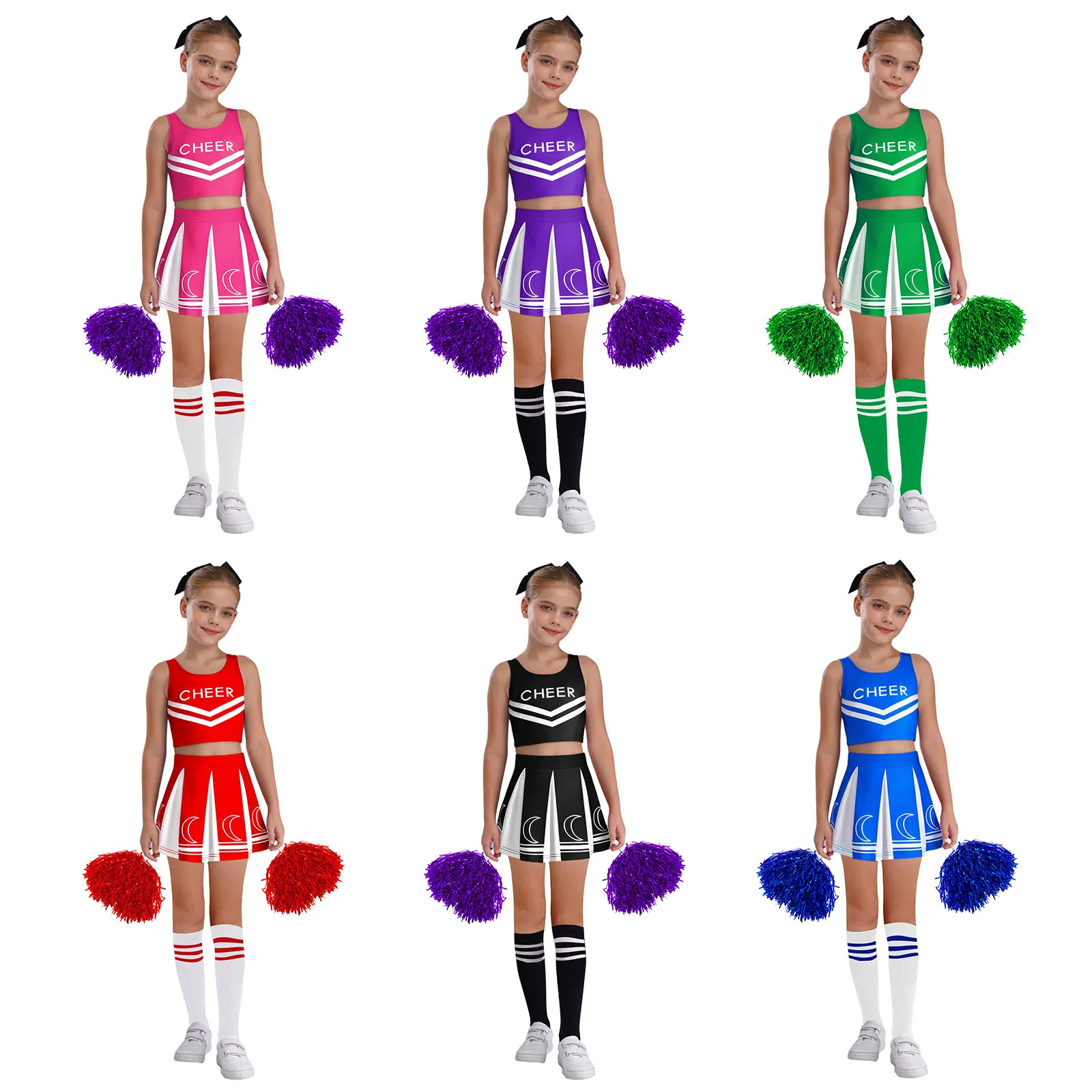 Kids Girls Sleeveless Cheerleader Short Shirts Suits Child Cheerleading Dance Outfit Sweet Cute Style Party Performance Costume
Kids Girls Sleeveless Cheerleader Short Shirts Suits Child Cheerleading Dance Outfit Sweet Cute Style Party Performance Costume