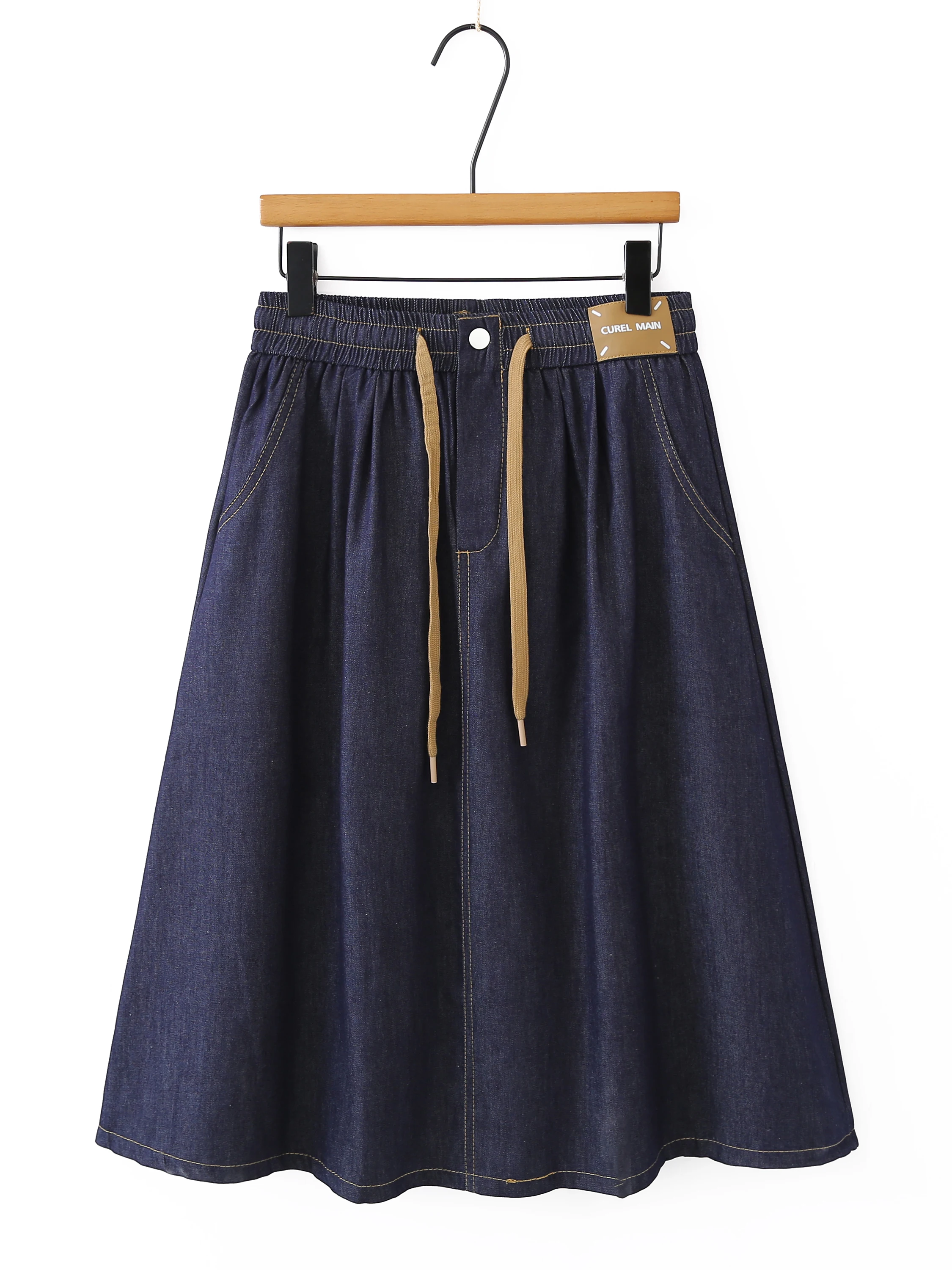 High Waist Drawstring Denim Skirt A-Line Flared Hem Conceals Hip Trendy Polyester Fiber Ladies Casual Summer Skirt
High Waist Drawstring Denim Skirt A-Line Flared Hem Conceals Hip Trendy Polyester Fiber Ladies Casual Summer Skirt