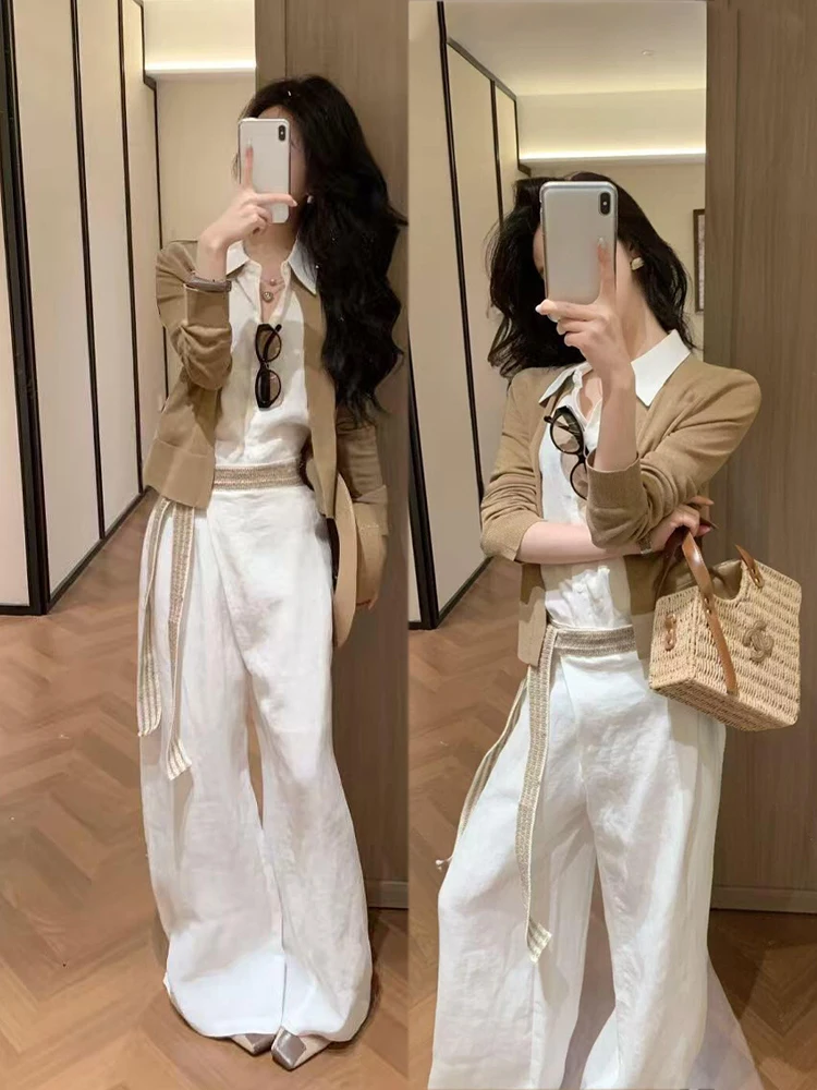 Korean Style Knitted Open Cardigan White Shirt Casual Pants Three Piece Set Summer New Arrival Comfortable Lightweight Fashio...
Korean Style Knitted Open Cardigan White Shirt Casual Pants Three Piece Set Summer New Arrival Comfortable Lightweight Fashio...
