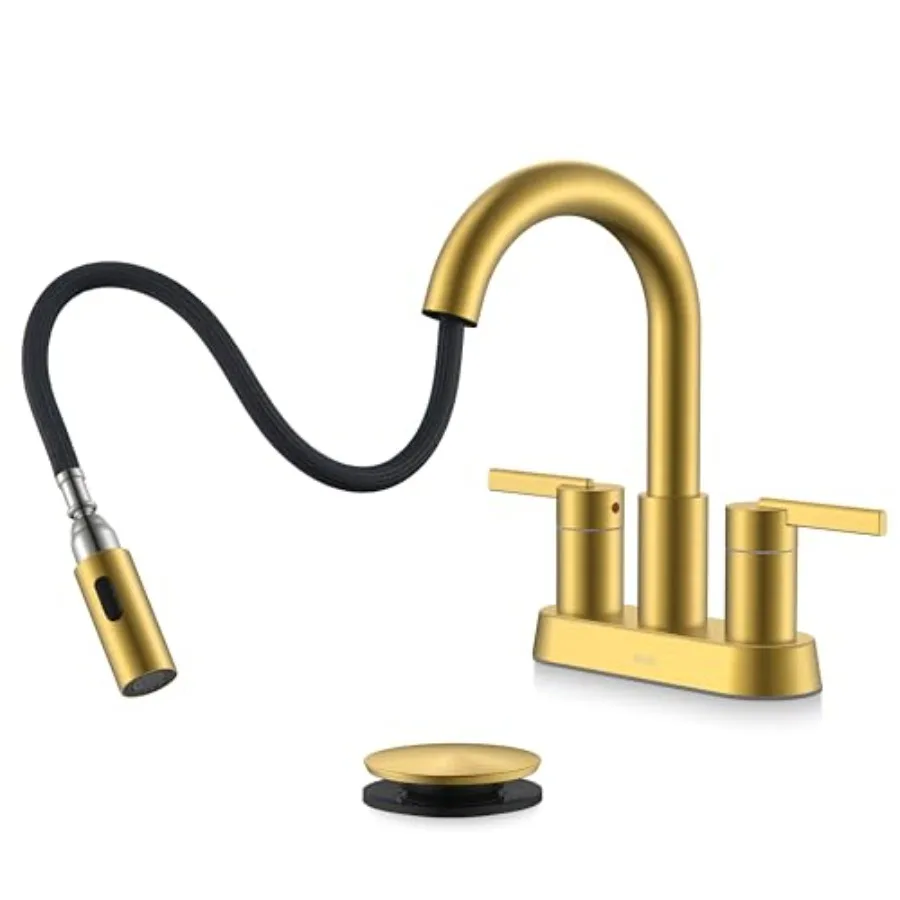 Centerset Bathroom Faucet with Pull Out Sprayer 4 Inch 2 Handle Pull Down Bathroom Faucet 3 Hole Bathroom Sink Faucet with Pop
Centerset Bathroom Faucet with Pull Out Sprayer 4 Inch 2 Handle Pull Down Bathroom Faucet 3 Hole Bathroom Sink Faucet with Pop