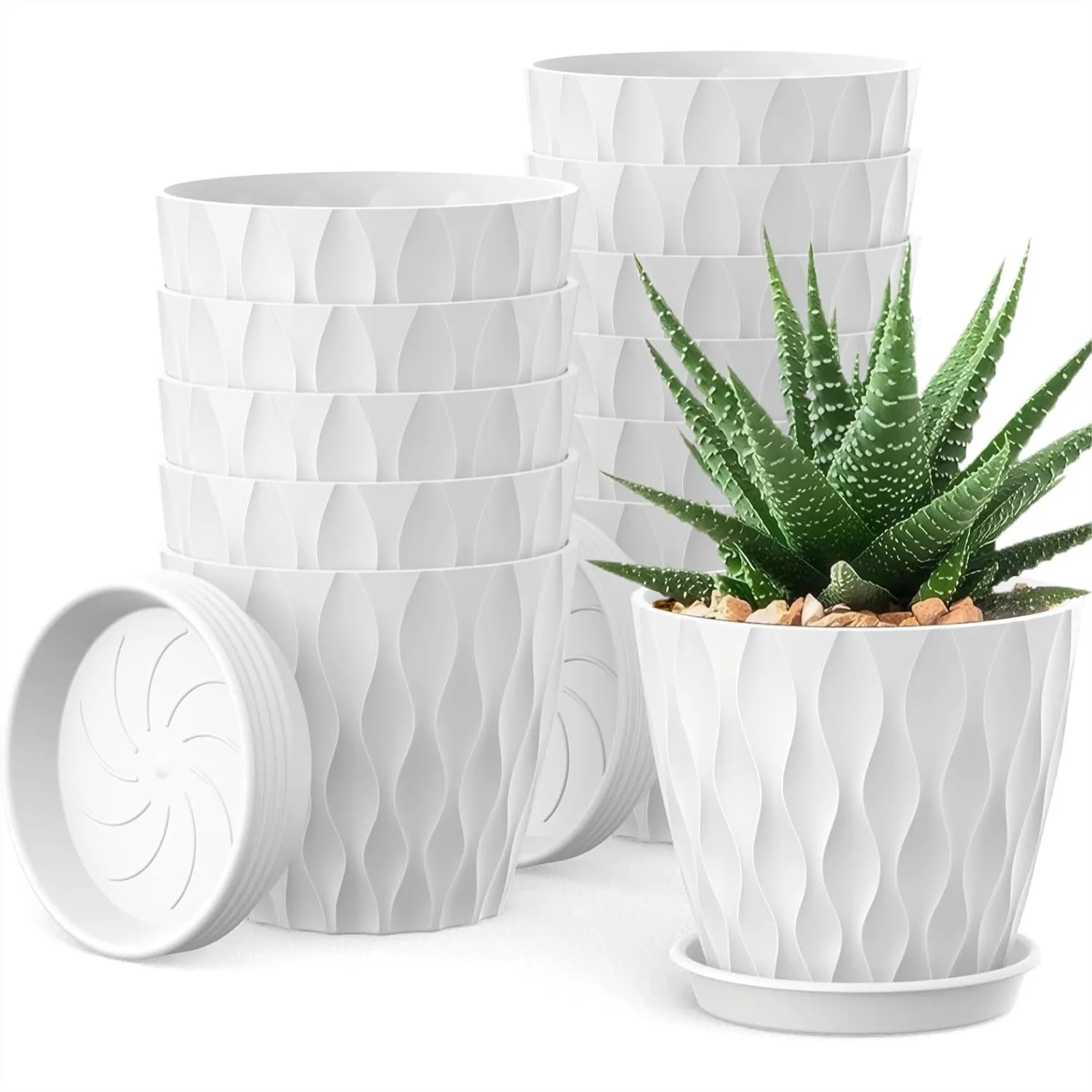 12 Pack 4 Inch Small Plant Pots with Saucers, Waffle Texture Plastic Planters with Drainage Holes for Indoor and Outdoor Plants
12 Pack 4 Inch Small Plant Pots with Saucers, Waffle Texture Plastic Planters with Drainage Holes for Indoor and Outdoor Plants