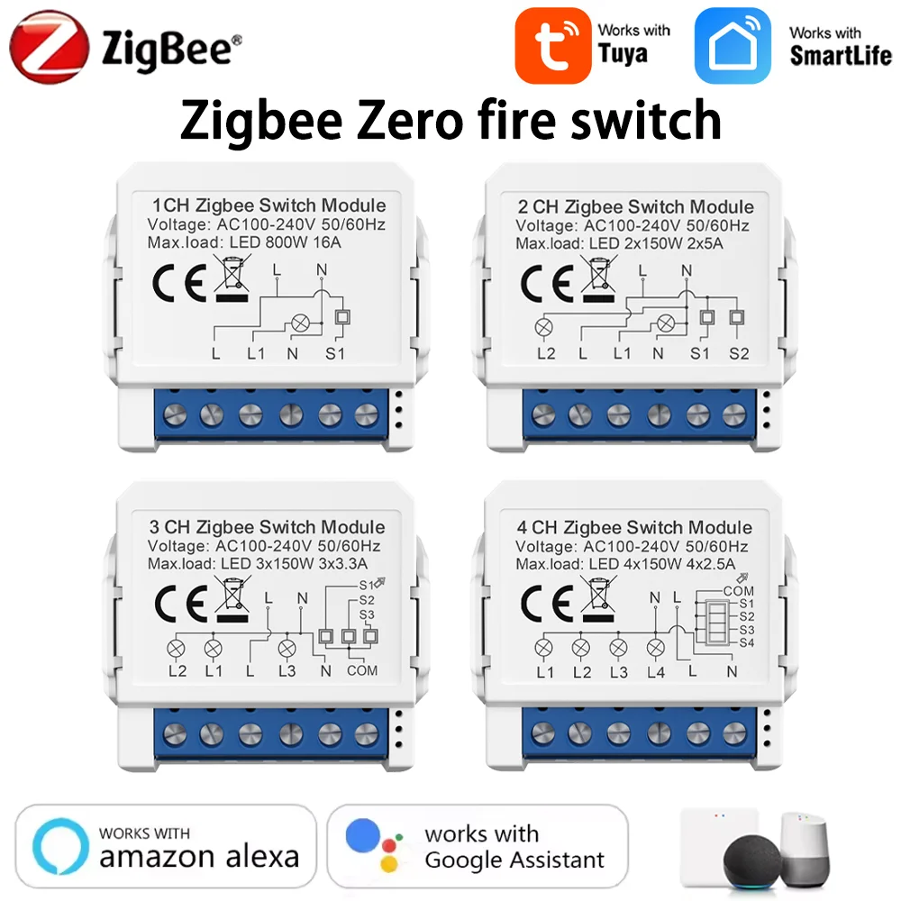 ZigBee Tuya 1/2/3/4 Gang Mini Smart Switch DIY Light Switches Module Zero Fire Circuit Breaker Работа с Alexa Alice Google Home
ZigBee Tuya 1/2/3/4 Gang Mini Smart Switch DIY Light Switches Module Zero Fire Circuit Breaker Работа с Alexa Alice Google Home