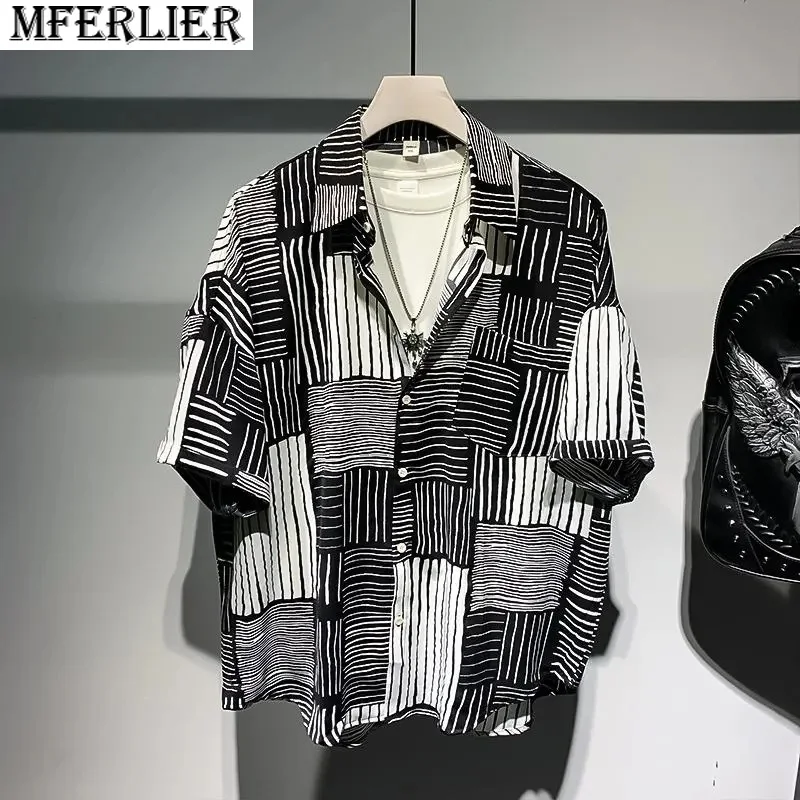 summer men plaid shirt short sleeve striped casual shirts vintage loose fashion high street shirt thin mferlier
summer men plaid shirt short sleeve striped casual shirts vintage loose fashion high street shirt thin mferlier