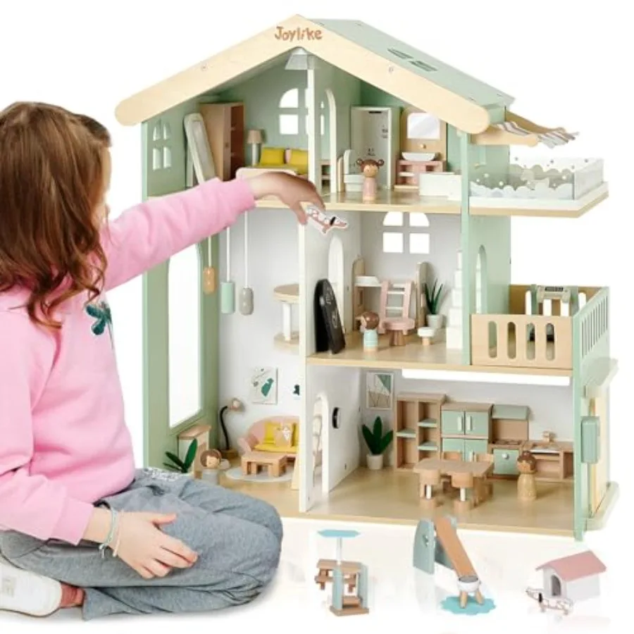 Wooden Dollhouse for Family Dollhouse with 53PCS Including Toy Figures Furniture and Accessories Ideal Gift for Ages 3+
Wooden Dollhouse for Family Dollhouse with 53PCS Including Toy Figures Furniture and Accessories Ideal Gift for Ages 3+