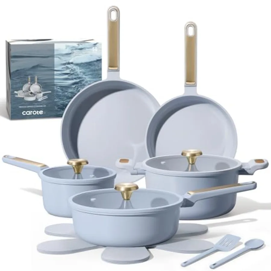 Ceramic Cookware Set Nonstick, 14pcs Pots and Pans Set Nonstick, Non-Toxic and PFAS-Free, Dishwasher, RV/Camping Cookware Set,
Ceramic Cookware Set Nonstick, 14pcs Pots and Pans Set Nonstick, Non-Toxic and PFAS-Free, Dishwasher, RV/Camping Cookware Set,