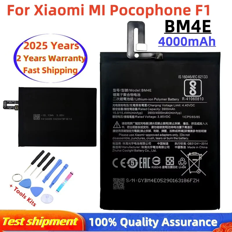 2025 Years Original Battery BM4E For Xiaomi MI Pocophone F1 4000mAh Replacement Phone Battery Fast Shipping
2025 Years Original Battery BM4E For Xiaomi MI Pocophone F1 4000mAh Replacement Phone Battery Fast Shipping