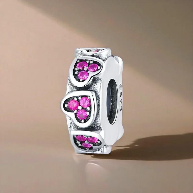 925 Sterling Silver Deep Pink Zircon Heart Spacer Bead Pendant Charm Bead Fit Original Bracelet DIY Accessories
925 Sterling Silver Deep Pink Zircon Heart Spacer Bead Pendant Charm Bead Fit Original Bracelet DIY Accessories