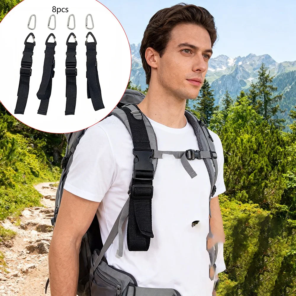 8-Piece External Bag Accessories Set, Includes 4 Hooks and 4 Straps, for Travel Clothing, Hat Straps, and Quick Access to External Backpack Accessories
8-Piece External Bag Accessories Set, Includes 4 Hooks and 4 Straps, for Travel Clothing, Hat Straps, and Quick Access to External Backpack Accessories