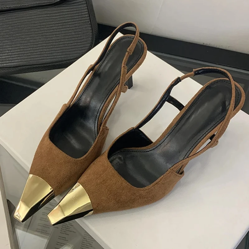 Concise Splicing Pointed Toe Thin Heel Pumps Female Summer Elegant Party Slingback Dress Shoe Fashion Brand Shallow Mueller Shoe
Concise Splicing Pointed Toe Thin Heel Pumps Female Summer Elegant Party Slingback Dress Shoe Fashion Brand Shallow Mueller Shoe