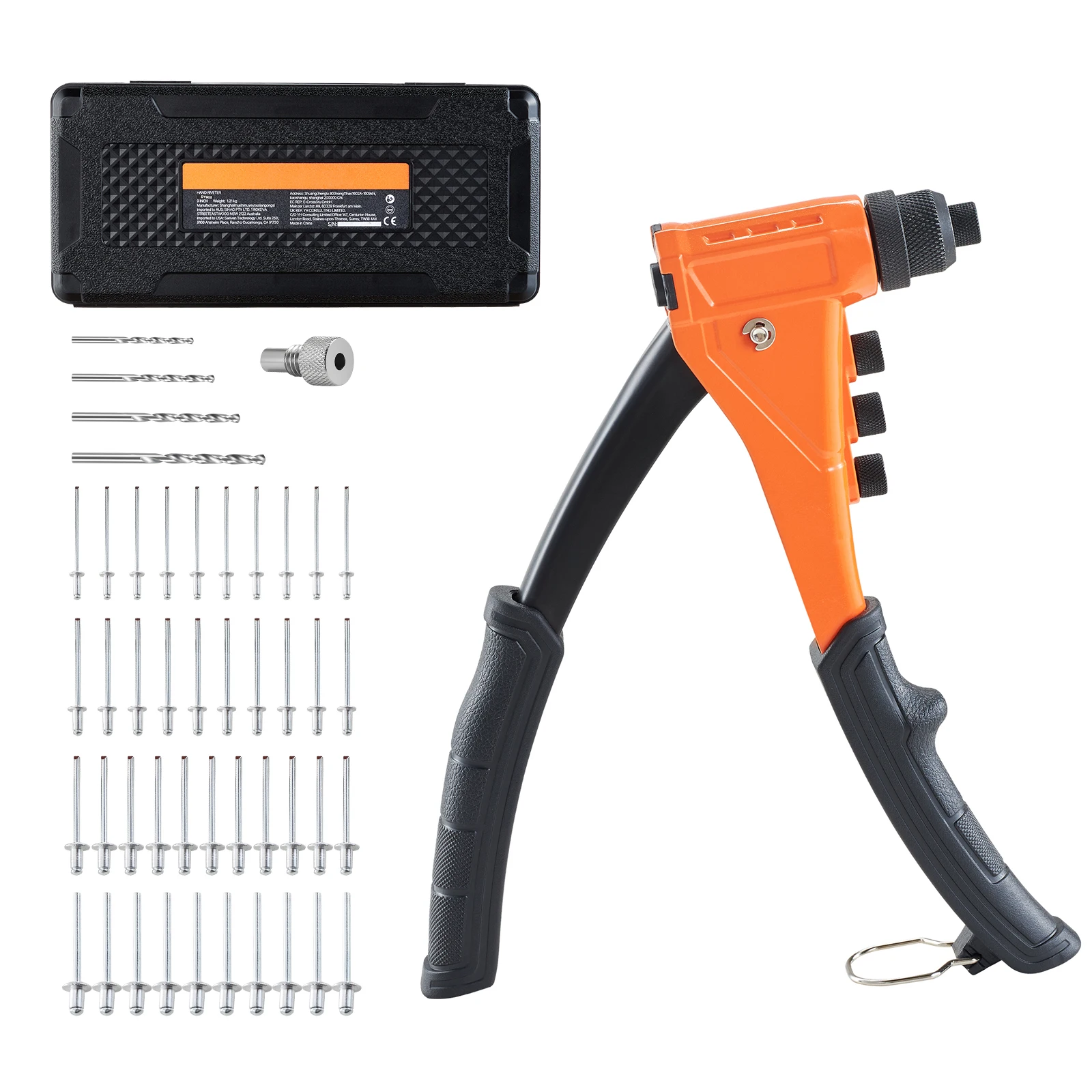 SucceBuy Pop Rivet Gun Kit with 200/230 Blind Rivets 4/5 Interchangeable Nosepieces Drill Bits a Carrying Case for Metal Home
SucceBuy Pop Rivet Gun Kit with 200/230 Blind Rivets 4/5 Interchangeable Nosepieces Drill Bits a Carrying Case for Metal Home