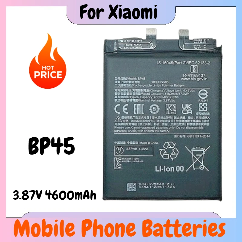 BP45 Battery 3.87V 4600mAh for Xiaomi Mi 12 Pro Mobile Phone Replacement Battery Brand-New High Quality
BP45 Battery 3.87V 4600mAh for Xiaomi Mi 12 Pro Mobile Phone Replacement Battery Brand-New High Quality