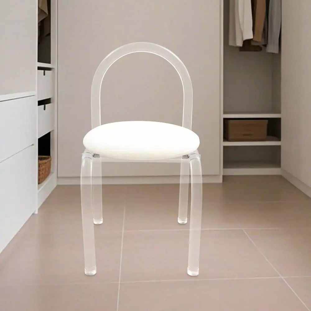 Minimalist Acrylic Chair, Clear Vanity Stool With Backrest And Cushion Small Accent Chair For Makeup Room Dining Room Living Ro
Minimalist Acrylic Chair, Clear Vanity Stool With Backrest And Cushion Small Accent Chair For Makeup Room Dining Room Living Ro