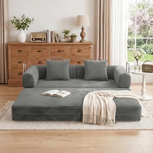 Convertible Sofa Bed, Folding Floor Futon Couch Sleeper with Fixed Frame, Corduroy Modular Sofas with Removable
Convertible Sofa Bed, Folding Floor Futon Couch Sleeper with Fixed Frame, Corduroy Modular Sofas with Removable