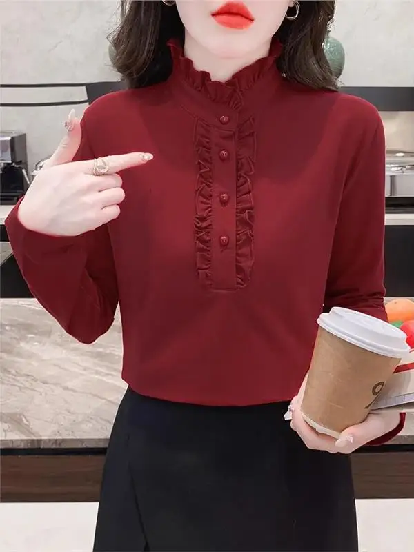 Women's Midlife Fleece Lined Long Sleeve Base Shirt Spring Autumn Casual Loose Fit Pure Cotton Inner Wear Top Mom's Choice
Women's Midlife Fleece Lined Long Sleeve Base Shirt Spring Autumn Casual Loose Fit Pure Cotton Inner Wear Top Mom's Choice