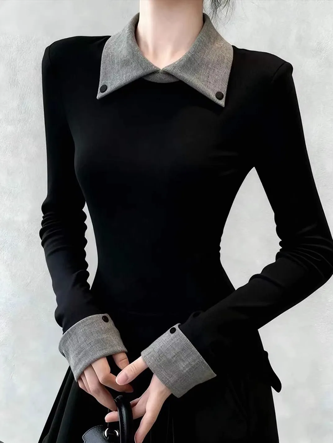 Retro Contrast Color Fleece Lined Neck Base Shirt Women's Inner Design Shoulder Length Long Sleeve T-Shirt Top
Retro Contrast Color Fleece Lined Neck Base Shirt Women's Inner Design Shoulder Length Long Sleeve T-Shirt Top