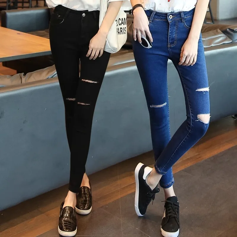 High Waist Slim Fit Denim Jeans Women's Spring Autumn New Style Elastic Hole Punching Nine Points Skinny Pencil Pants
High Waist Slim Fit Denim Jeans Women's Spring Autumn New Style Elastic Hole Punching Nine Points Skinny Pencil Pants